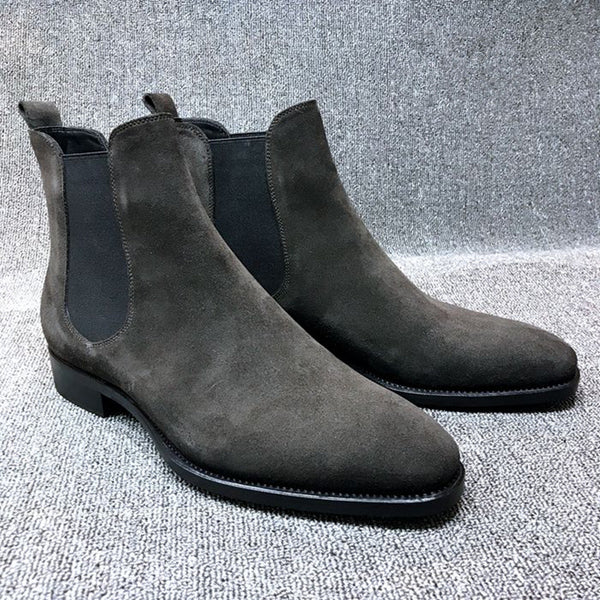 Men's Faux Deerskin Chelsea Casual Mens Boots