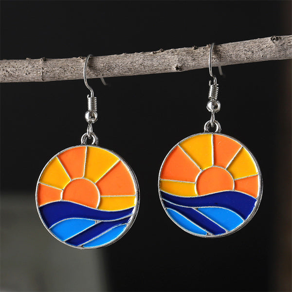 Sunset Ocean Round Earrings