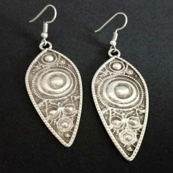 Silver Leaf Carved Totem Earrings