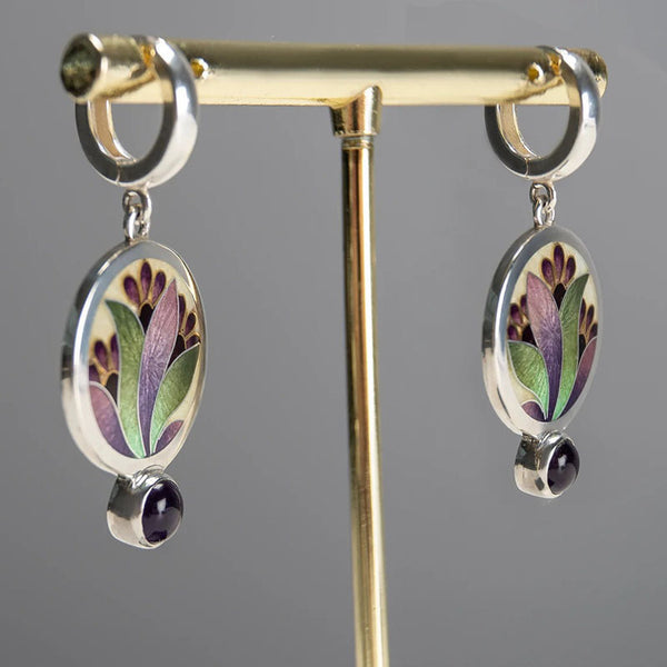 Creative Flower Inlaid Purple Earrings