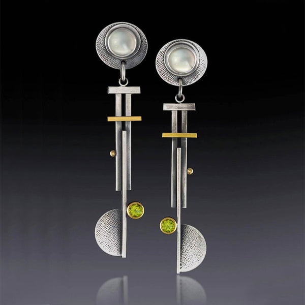 Olive Green Diamond Pearl Earrings