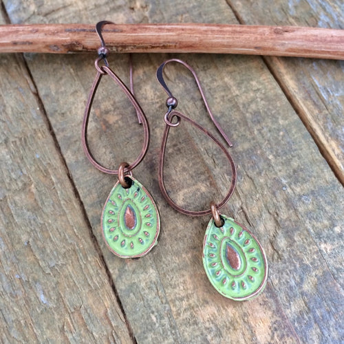 Simple Green Pendant Earrings