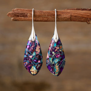 Natural stone water drop pendant earrings