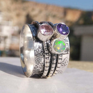 🔥🔥Last Day 49% OFF🎁Bohemian Gemstone Meditation Spinner Ring