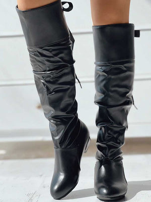 Lace Up Detail Leather Boots