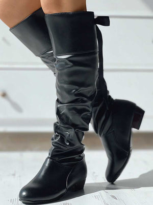 Lace Up Detail Leather Boots