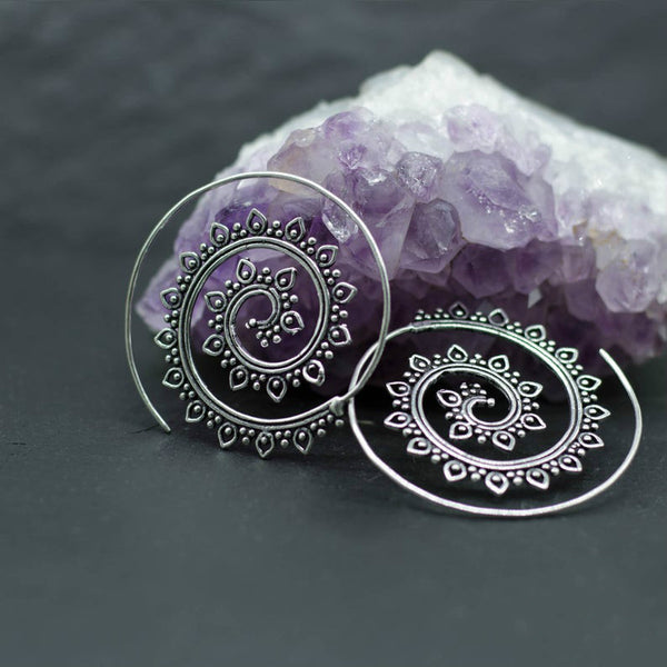 Lotus Spiral Gear Earrings