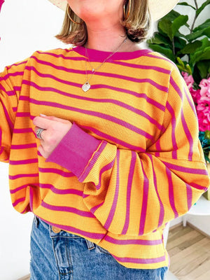 Lovelet Striped Contrast Long Sleeve Sweatshirt