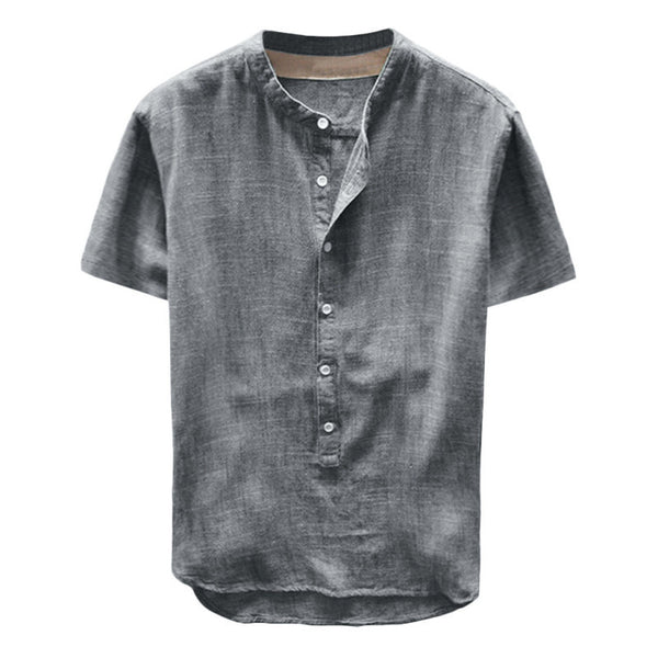 Provence Linen Cotton Short-Sleeve Shirt