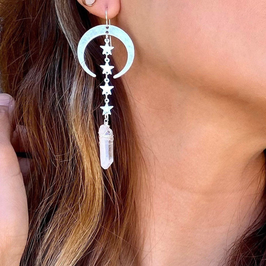 White Quartz Crystal Earrings