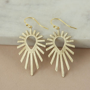 Gold Sun Hanging Earrings Copper Earrings