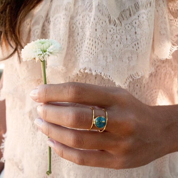 Natural Turquoise Gold Ring