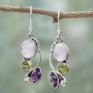 Colorful Zircon Moonlight Stone Earrings