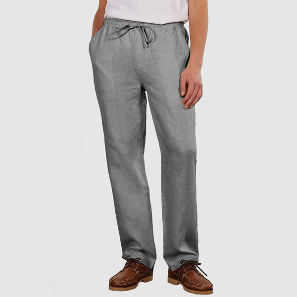 Men's Daily Casual Cotton Linen Lace-Up Trousers