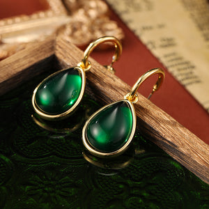 Vintage drop emerald earrings