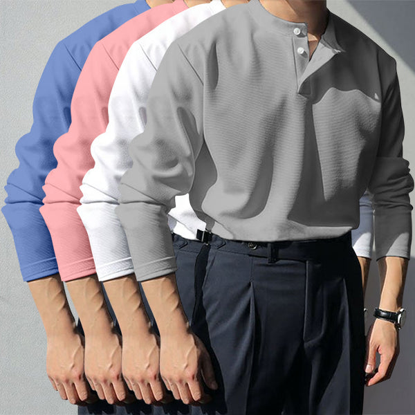 Gentlemans simple design knitting long sleeve polo shirt