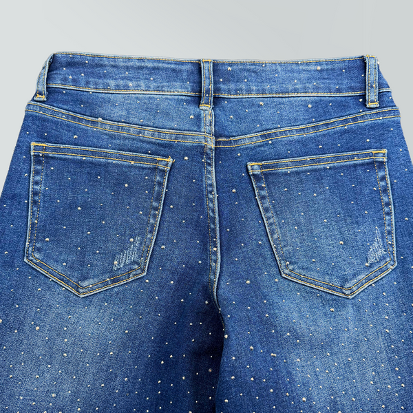 SHAPUM Midnight Shimmer Ombre Wide Leg Jeans