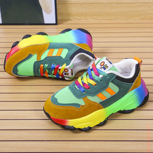 Thick Sole Colourful Front Lace Up Sporty