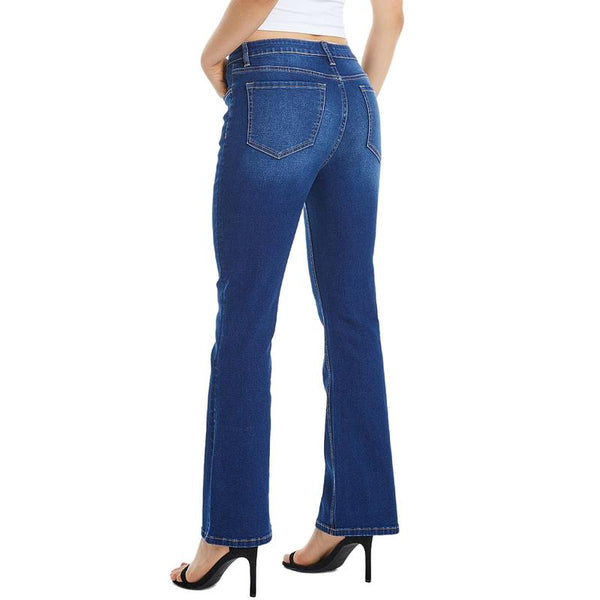 Mid Waist Flare Jeans Bottom Underwear Stretchy Wide Leg Denim Pants OSF1094