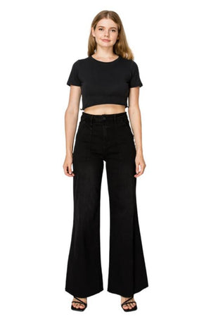 Utility Patch Pocket High Rise Wide Leg Jeans