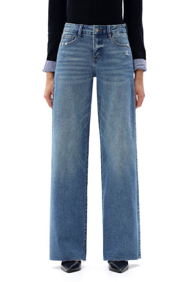 ONESO Women Retro Mid Rise Wide Leg Jeans