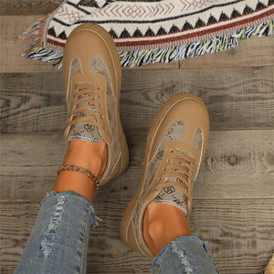 Flat Printed Casual Round Toe Sneakers