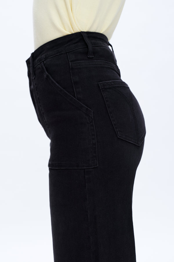 Utility Patch Pocket High Rise Wide Leg Jeans