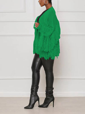 Fringe Knit Sweater Cardigan