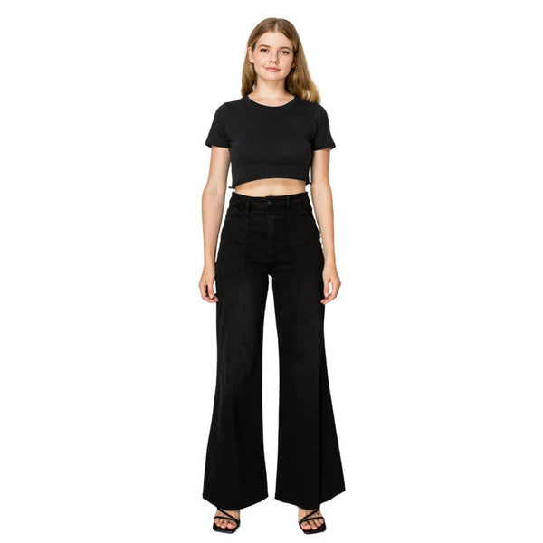 Utility Patch Pocket High Rise Wide Leg Jeans BYW8103