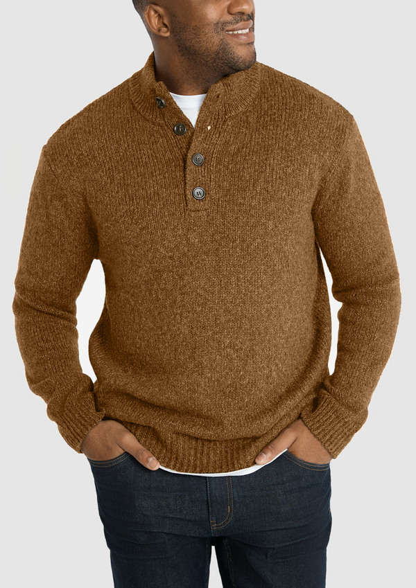 Men's Basic Turtleneck Button Down Sweater