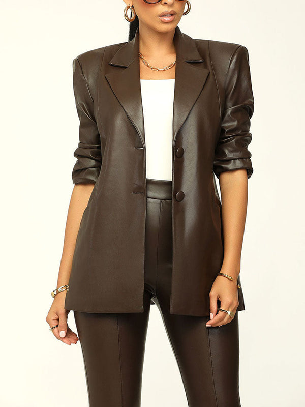 PU Leather Blazer Set