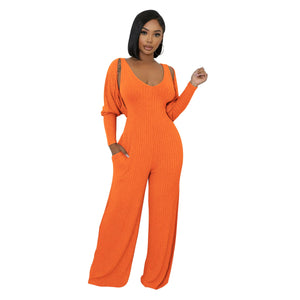 Ribbed Bolero & Jumpsuit Set