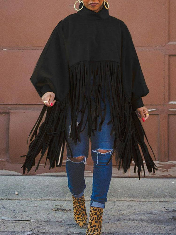 Solid Fringed Faux Suede Top