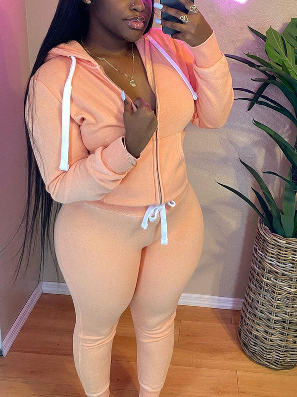 Casual Hoodies And Pant Tracksuit Set