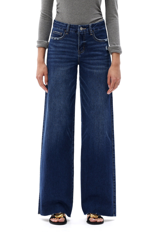 ONESO Women Coastal-Inspired Mid Rise Wide Leg Jeans