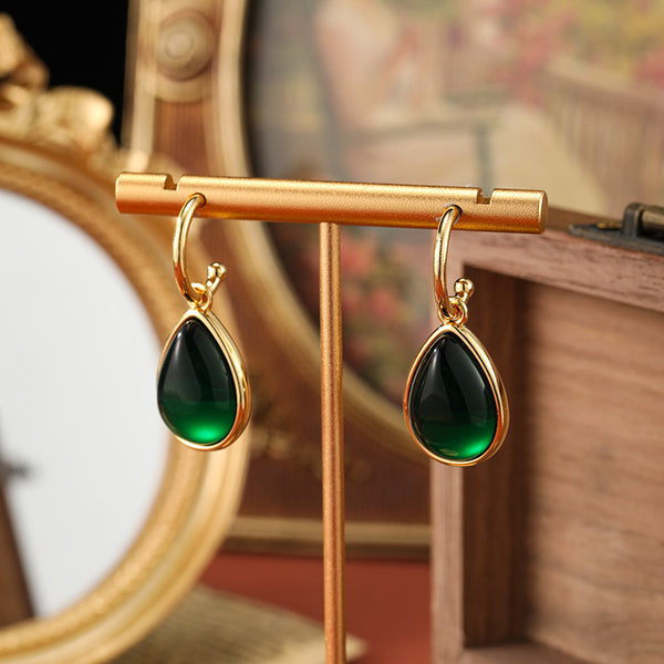 Vintage drop emerald earrings