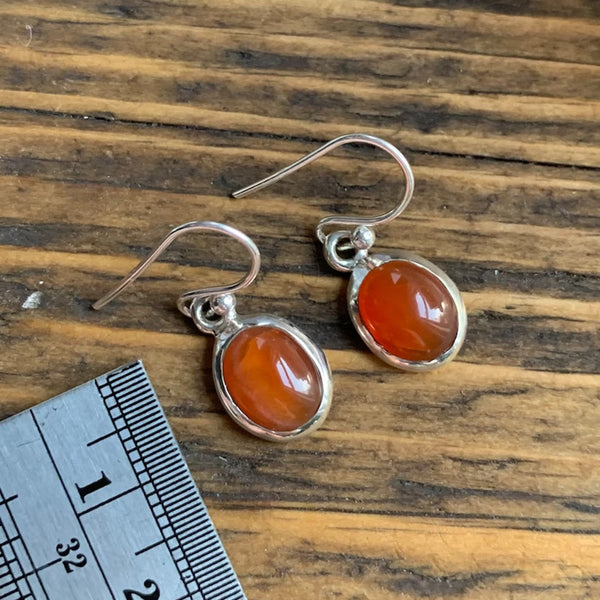 Coral oval hanging earrings