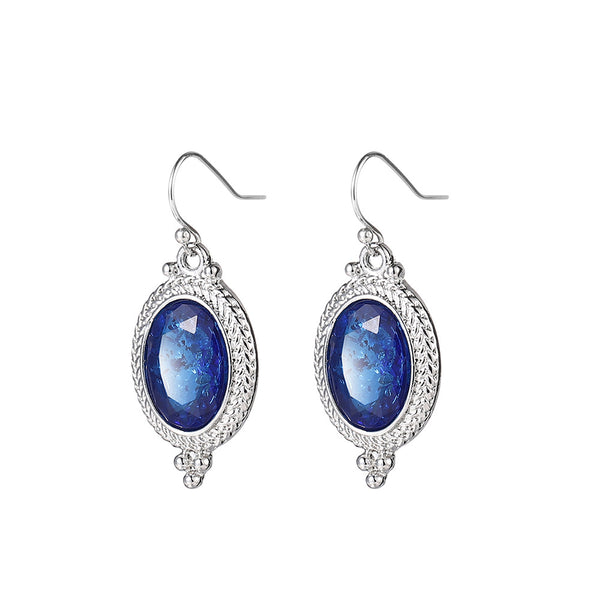 Retro Blue Crystal Earrings