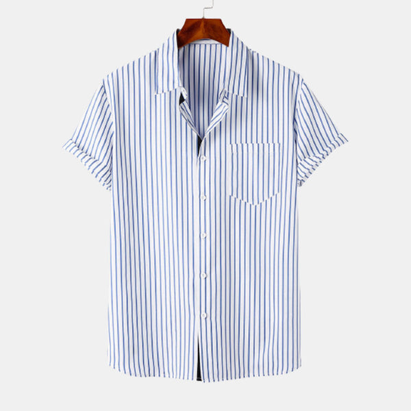 Men's vertical stripe vacation shirt