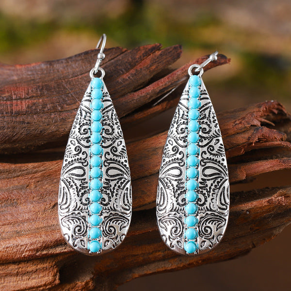 Retro Turquoise Water Drop Earrings