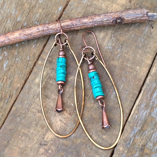 Vintage Turquoise Beaded Pendant Earrings