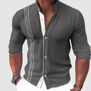 Autumn and winter men's color embroidered cardigan long sleeve shirt