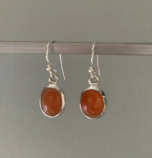 Coral oval hanging earrings