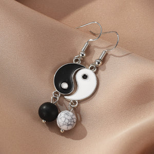 Black and white Tai Chi Bagua earrings