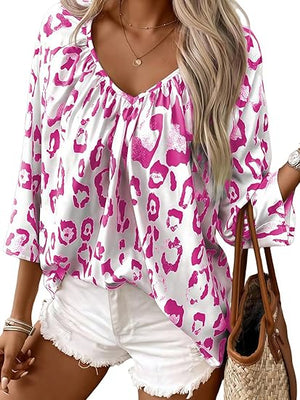 Womens Summer Trendy  Blouses Casual Textured Smocked T-Shirt