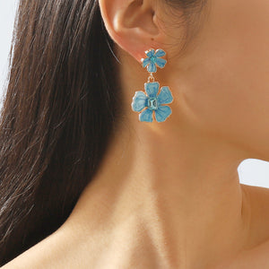 Flower Oil Dropping Earrings