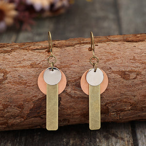 Retro Long Bar Circle Earrings