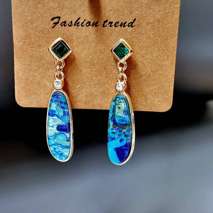 Blue Ocean Stone Earrings