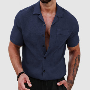 Men's Soft Skin Textured Short Sleeve Shirt