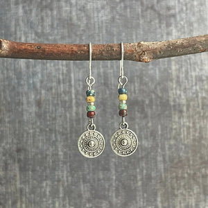 Round Beaded Pendant Earrings